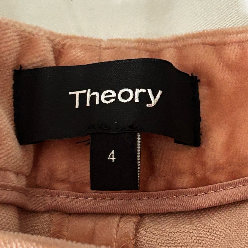 Theory Women’s Peach Caroleena Stretch Flared Crushed Velvet Pants Sz 4 - Picture 6 of 7